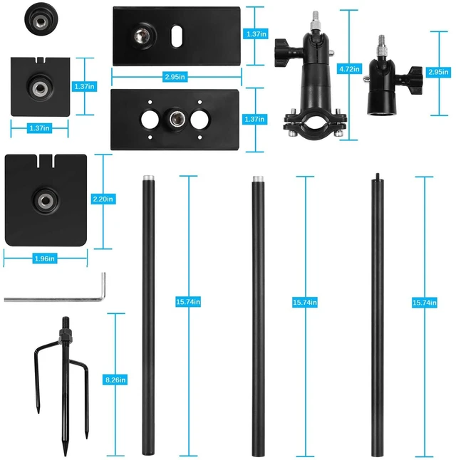 Alt view image 3 of 7 - Koroao 31.49 or 47.24 inch Ground Stake Mount Stand with Solar Panel Mount for Ring, Blink, Arlo, Eufy, Wyze, Google Nest, Simplisafe Cameras and Solar Panels Ground Stake BracketBlack