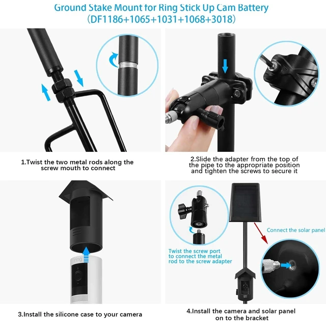 Alt view image 4 of 7 - VOMENC 2-in-1 Ground Stake Mount and Silicone Skin Cover Compatible with R-ing Stick Up Cam Battery Camera and Solar Panel Bracket (Black)