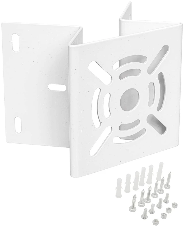 Alt view image 6 of 7 - Medium Size External Corner Wall Mount Iron Plate Vertical Bracket for PTZ CCTV Surveillance Camera Metal Holder White