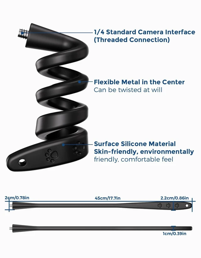 Alt view image 7 of 7 - Flexible Twist Mount for Indoor/Outdoor Security Cameras,2-Pack Universal 1/4"-20 Adjustable Camera Bracket Compatible with Ring, Blink, Arlo, Wyze and More, 17.7-Inch Gooseneck,No-Drill Installation