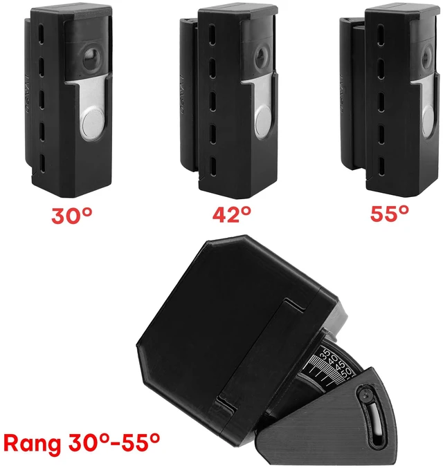 Alt view image 4 of 6 - Encased Adjustable Angle Mount for Ring Battery 2K/2K Plus/4K Pro 2026 MDL | 30° - 55° Ring Rotatable Cradle, No-Drill Adhesive & Screw-in secure 2 in 1 Doorbell Holder with Security Screws