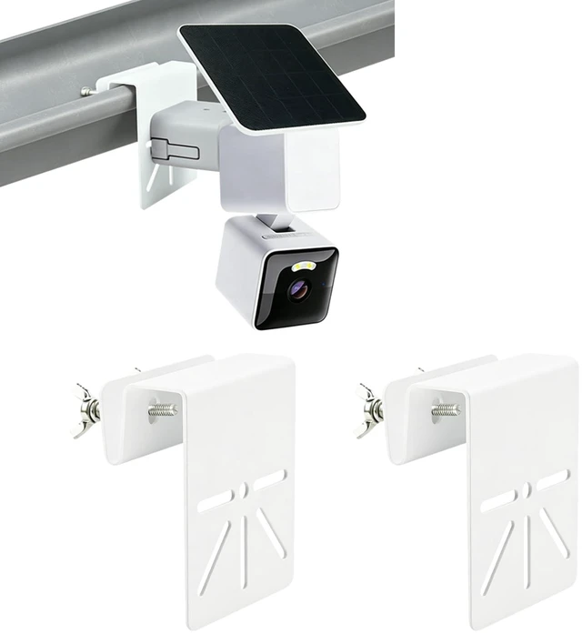 Main image of 2 Pack Gutter Mount Bracket Compatible with WYZE Solar Cam Pan | No-Drill Installation, Rustproof Metal Security Camera Holder, Weatherproof Outdoor Bracket, Easy to Install, White