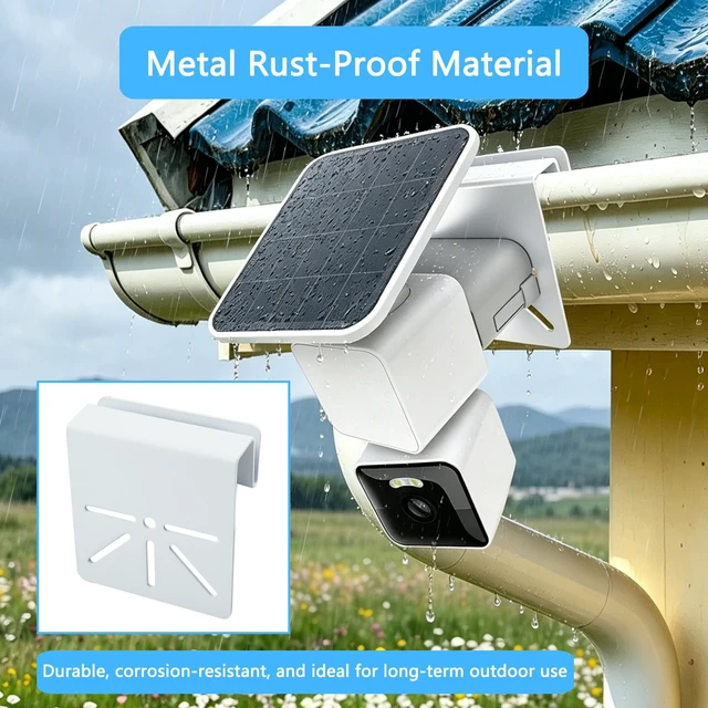 Alt view image 5 of 7 - 2 Pack Gutter Mount Bracket Compatible with WYZE Solar Cam Pan | No-Drill Installation, Rustproof Metal Security Camera Holder, Weatherproof Outdoor Bracket, Easy to Install, White