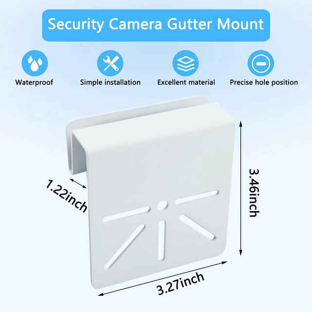 Alt view image 4 of 7 - 2 Pack Gutter Mount Bracket Compatible with WYZE Solar Cam Pan | No-Drill Installation, Rustproof Metal Security Camera Holder, Weatherproof Outdoor Bracket, Easy to Install, White