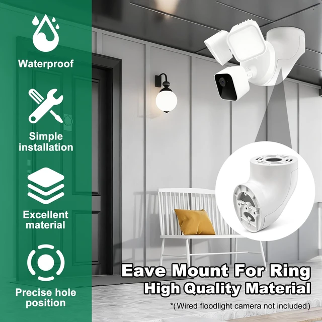 Alt view image 6 of 7 - Eave Mount for Ring Devices Weatherproof Bracket for Smart Lighting & Security Cameras,Compatible with Ring Floodlight Cam Wired Plus/Pro,Floodlight Camera v2/Pro,Ring Smart Lighting Floodlight Wired
