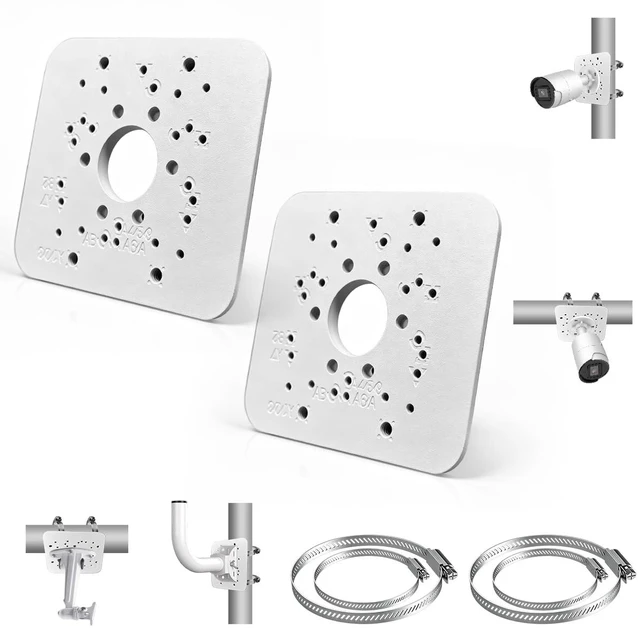 Main image of Universal Aluminum Security Camera Vertical Pole Mount Bracket with 4 Loops | Adjustable Clamp, Heavy Duty Metal, Multi Clamp Loops, Wide Compatibility, Anti Rust Coating, Easy Installation