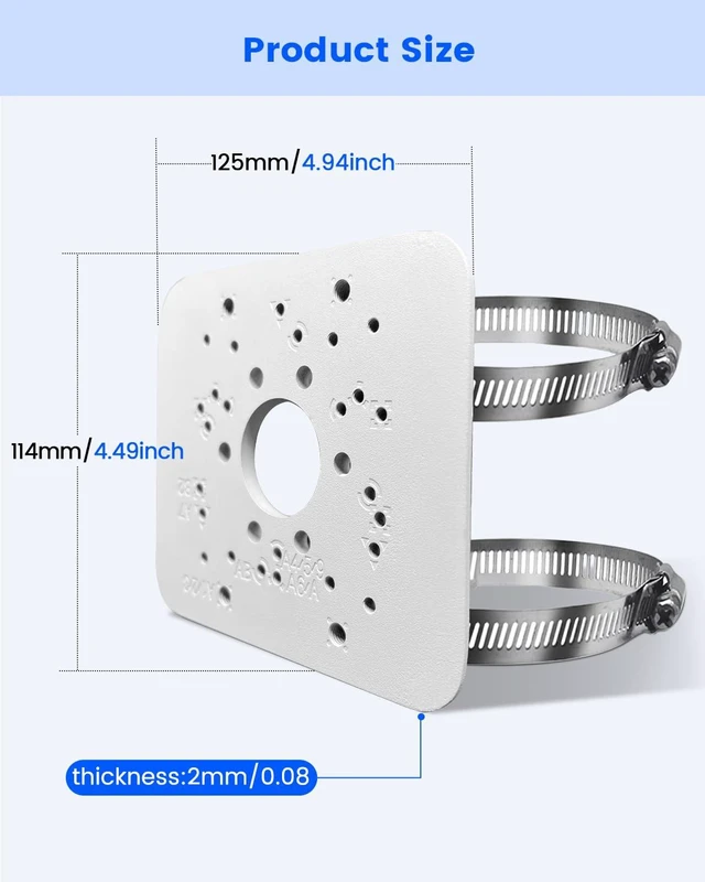 Alt view image 4 of 7 - Universal Aluminum Security Camera Vertical Pole Mount Bracket with 4 Loops | Adjustable Clamp, Heavy Duty Metal, Multi Clamp Loops, Wide Compatibility, Anti Rust Coating, Easy Installation