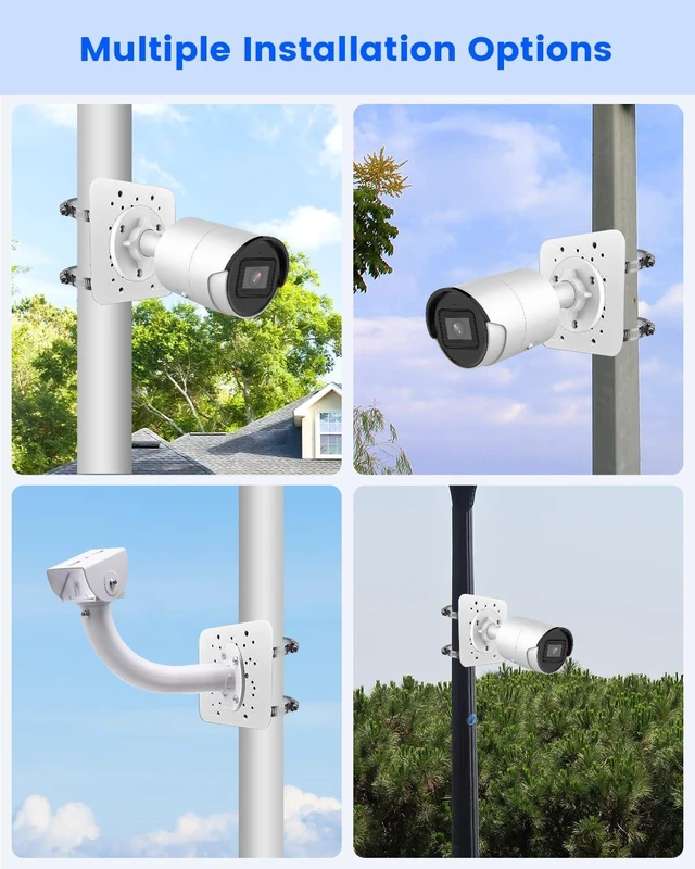 Alt view image 7 of 7 - Universal Aluminum Security Camera Vertical Pole Mount Bracket with 4 Loops | Adjustable Clamp, Heavy Duty Metal, Multi Clamp Loops, Wide Compatibility, Anti Rust Coating, Easy Installation
