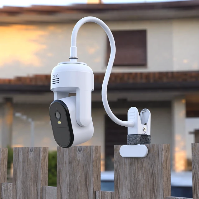 Alt view image 6 of 7 - OkeMeeo No-Drill Mount for Arlo Essential Pan Tilt Security Camera, Heavy Duty Gooseneck Clip Mount (15.7 Inch)