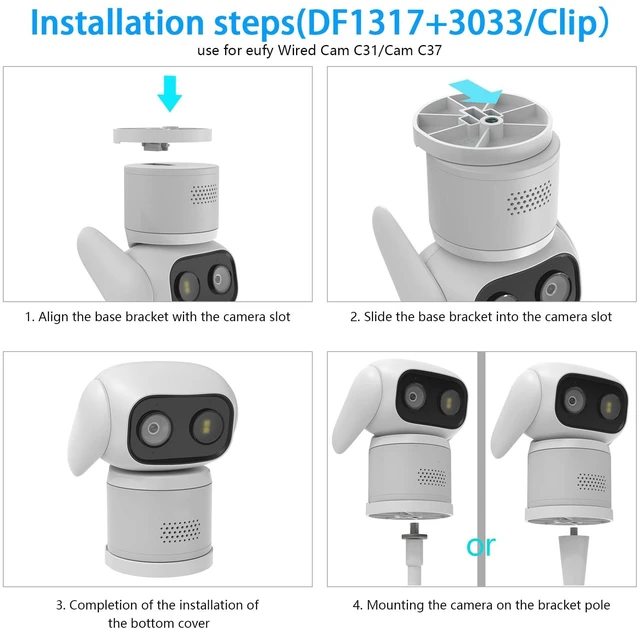 Alt view image 6 of 7 - HOLACA Twist Mount for eufy Security eufyCam C37 and in/Outdoor Camera C31 | with 1/4" Threaded Hole Compatible with eufyCam 2/2 Pro/2C/2C Pro/3/3C/S300/S330/S3 Pro,SoloCam C210/S220,Indoor Cam E220
