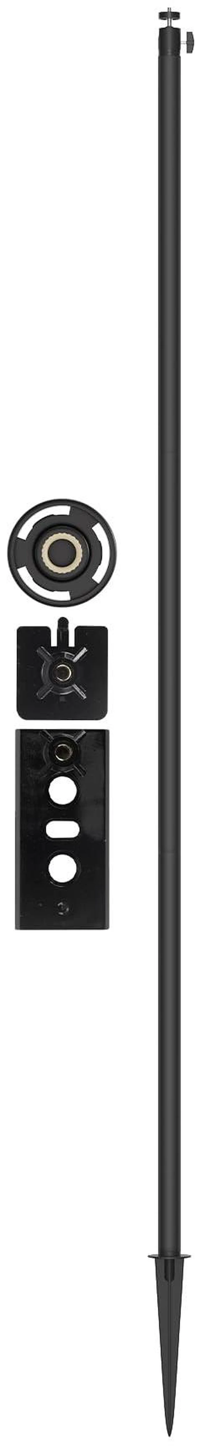 Main image of Outdoor Security Camera Ground Stake Mount, Black | 1/4"-20 camera mount, adjustable 9-21 in metal stake, compatible with selected Ring, Blink, Arlo and Wyze cameras and more