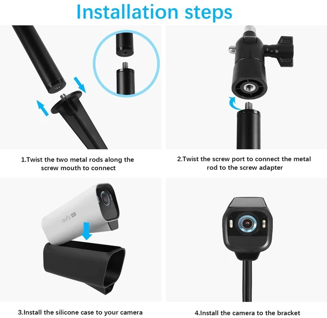 Alt view image 3 of 7 - HOLACA Ground Stake Mount and Silicone Skin for Eufycam S3 Pro Camera | Adjustable Height, Protective Cover and Spike Pole Mount