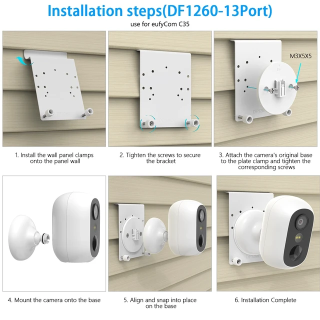 Alt view image 5 of 7 - VOMENC Vinyl Siding Mount Compatible with eufy Security eufyCam C35,Outdoor Camera Mounting Bracket No Drill,White (1Pack)