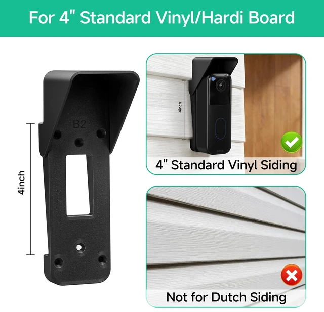 Alt view image 2 of 7 - Vinyl Siding Mount for Blink Video Doorbell 2nd Gen (2025 Release) | Anti-Slip Wedge Kit with Weatherproof Rain Cover for 4" Standard Vinyl Siding, Protective Shield Against Rain, Snow & Glare