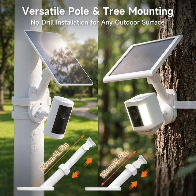 Alt view image 5 of 7 - Wall Mount for Ring Cameras and Solar Panels, 2-in-1 Universal Bracket | 360° Adjustable Compatible with Ring Stick Up Cam/Pro, Spotlight Cam Plus/Pro, Blink Arlo Wyze Eufy (Camera Not Included)
