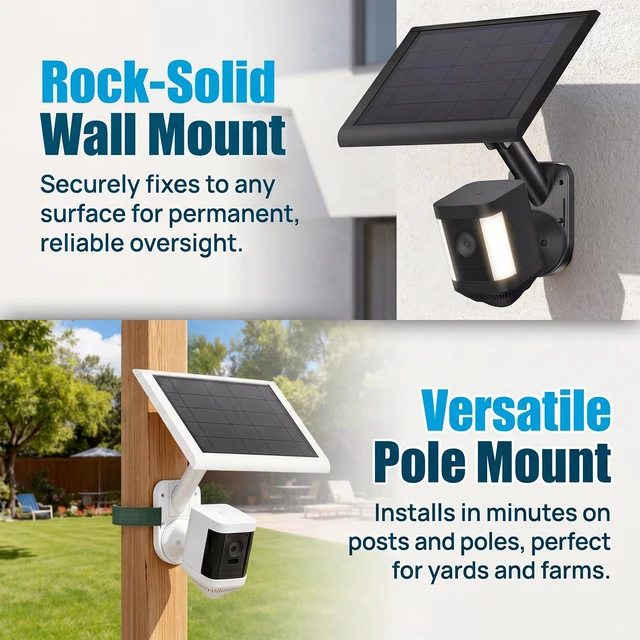 Alt view image 2 of 7 - AVEXOR 2-in-1 Wall and Pole Mount for Ring Camera and Solar Panel | Compatible with Ring Stick Up Cam, Spotlight Cam, Ring Solar Panels, Blink Outdoor, Arlo & standard 1/4"-20 devices