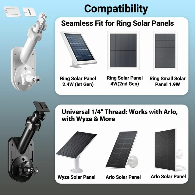 Alt view image 3 of 7 - AVEXOR 2-in-1 Wall and Pole Mount for Ring Camera and Solar Panel | Compatible with Ring Stick Up Cam, Spotlight Cam, Ring Solar Panels, Blink Outdoor, Arlo & standard 1/4"-20 devices