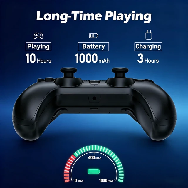 Alt view image 3 of 6 - Wireless Controller for P-S4/Ps3,Steam Deck/PC, Android, iOS, Switch | Hall Effect joysticks,RGB lighting,6-axis gyro,Wireless and wired,Turbo,vibration,Up to 12 hours of playtime