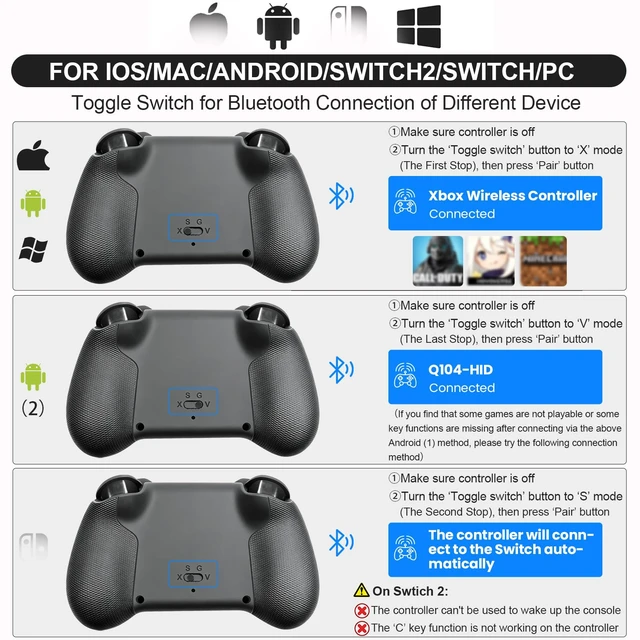 Alt view image 2 of 7 - Megadream Phone Controller for PC/Switch 2|Swith/Android/iPad/Tablet/iPhone Controller - RGB light - Hall Effect Trigger/Joystick - Call of Duty, Roblox, Genshin Impact, Direct Play