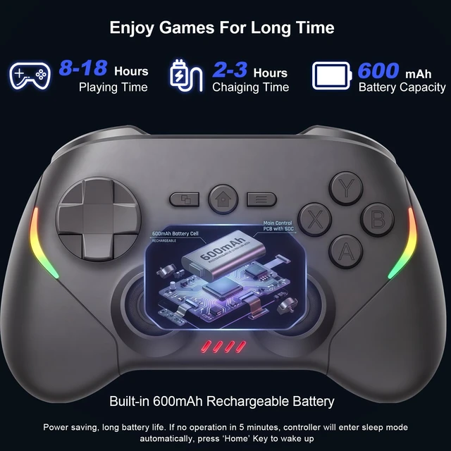 Alt view image 6 of 7 - Megadream Phone Controller for PC/Switch 2|Swith/Android/iPad/Tablet/iPhone Controller - RGB light - Hall Effect Trigger/Joystick - Call of Duty, Roblox, Genshin Impact, Direct Play