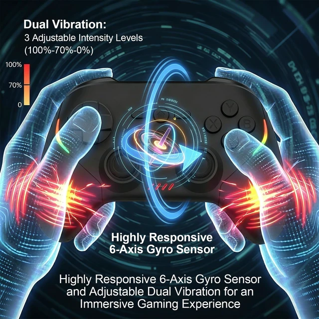 Alt view image 4 of 7 - Megadream Phone Controller for PC/Switch 2|Swith/Android/iPad/Tablet/iPhone Controller - RGB light - Hall Effect Trigger/Joystick - Call of Duty, Roblox, Genshin Impact, Direct Play