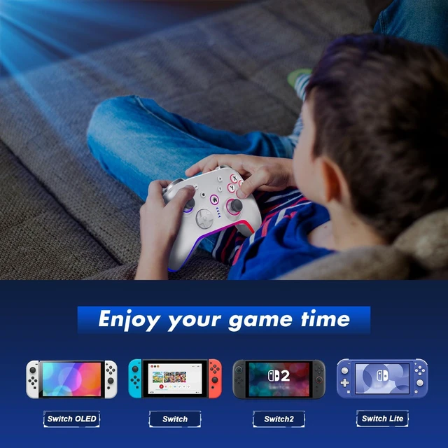 Alt view image 7 of 7 - Wireless Pro Controller for Switch 2/Switch/Lite/OLED,Replacement for Switch Pro Controller,Switch 2 Controller Support PC & Android/iOS with RGB LED,Wake-up,Programmable,Adjustable Turbo Vibration