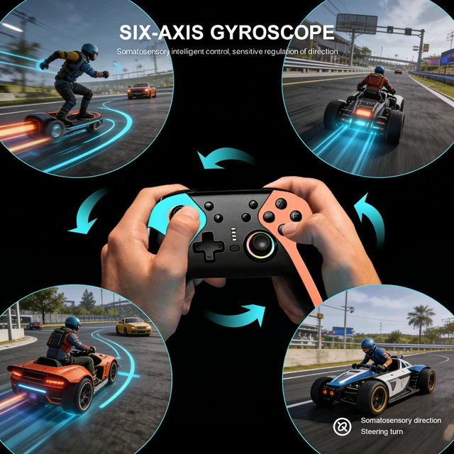 Alt view image 5 of 7 - FIOTOK Wireless Switch Controllers for Nintendo Switch/Switch 2/Lite/OLED | Switch Pro Controller with Hall Joysticks & Triggers,Wake-up, Gyro Axis,Turbo, Screenshot,Programmable