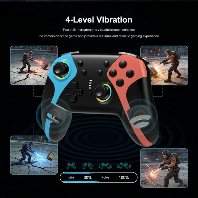 Alt view image 6 of 7 - FIOTOK Wireless Switch Controllers for Nintendo Switch/Switch 2/Lite/OLED | Switch Pro Controller with Hall Joysticks & Triggers,Wake-up, Gyro Axis,Turbo, Screenshot,Programmable