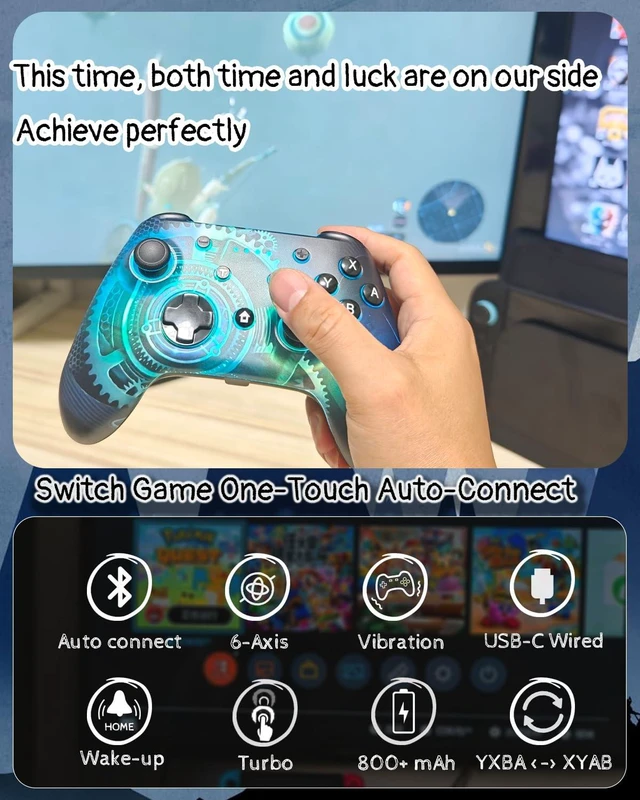 Alt view image 3 of 7 - Wzuicov Multi-Platform Game Controller with RGB & Dual-Mode Bluetooth & Wired Connection, Wireless Gamepad for Switch/Switch 2/iOS/Android/PC/TV Box/Tesla, Includes 2 USB-C Cables & Adapter