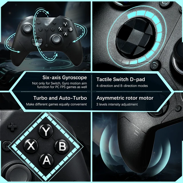 Alt view image 6 of 7 - GuliKit ES PRO PC Controller for Switch 1/2, Windows/Steam Deck, Black | 3.25ms Low Latency, Magnetic TMR Joysticks, Support Switch1/2 Wake-Up, Tactile Switch D-pad