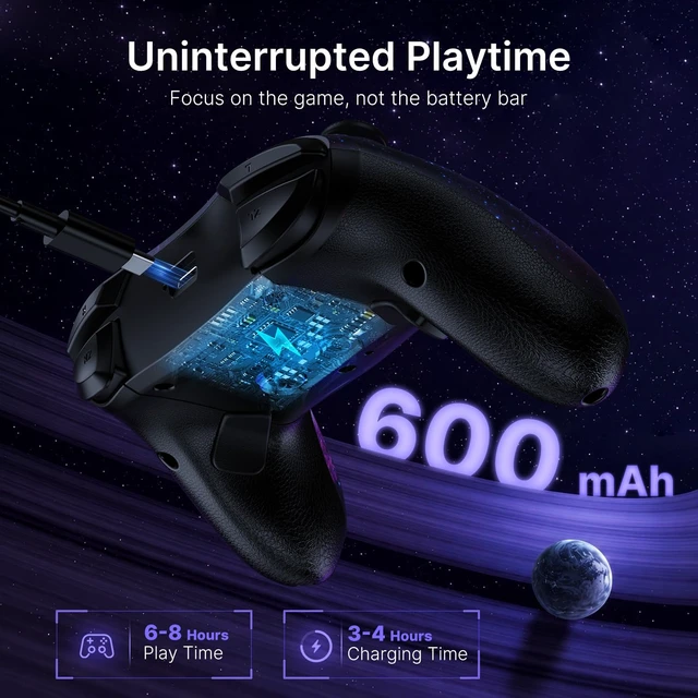 Alt view image 7 of 7 - NexiGo RGB Backlit Wireless Controller (No Deadzone) for Switch 2 and Switch, Bluetooth Pro Controller with Programmable Buttons, Vibration, Motion, Turbo, for Switch/PC/Android/iOS (Cosmic Nebula)