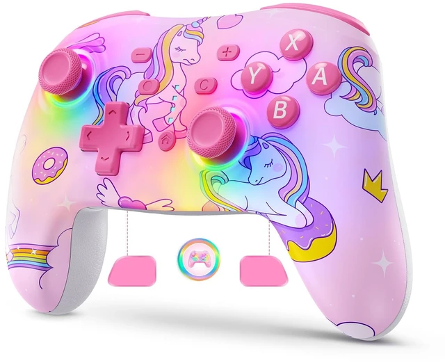 Main image of NexiGo RGB Backlit Wireless Controller (No Deadzone) for Switch 2 and Switch, Bluetooth Pro Controller with Programmable Buttons, Vibration, Motion, Turbo, for Switch/PC/Android/iOS (Pink Unicorn)