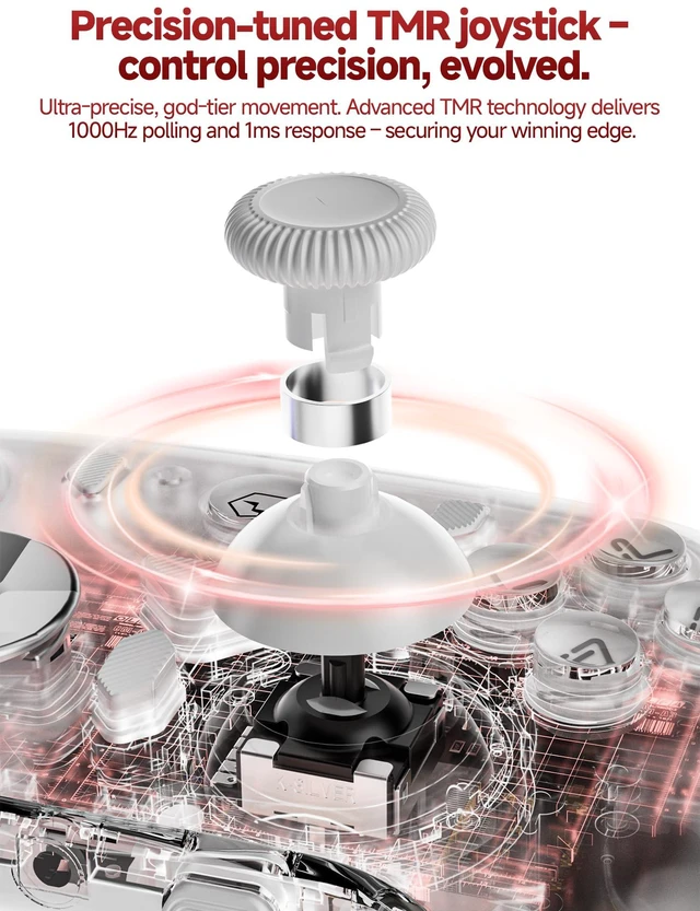 Alt view image 2 of 7 - Eelexa Wireless Tri-Mode TMR Controller for PC/Switch/Switch 2/iOS/Android/Steam,Anti-Drift TMR Joysticks, 1000Hz Polling Rate, Hall Effect Triggers, RGB Lighting and Charging Dock