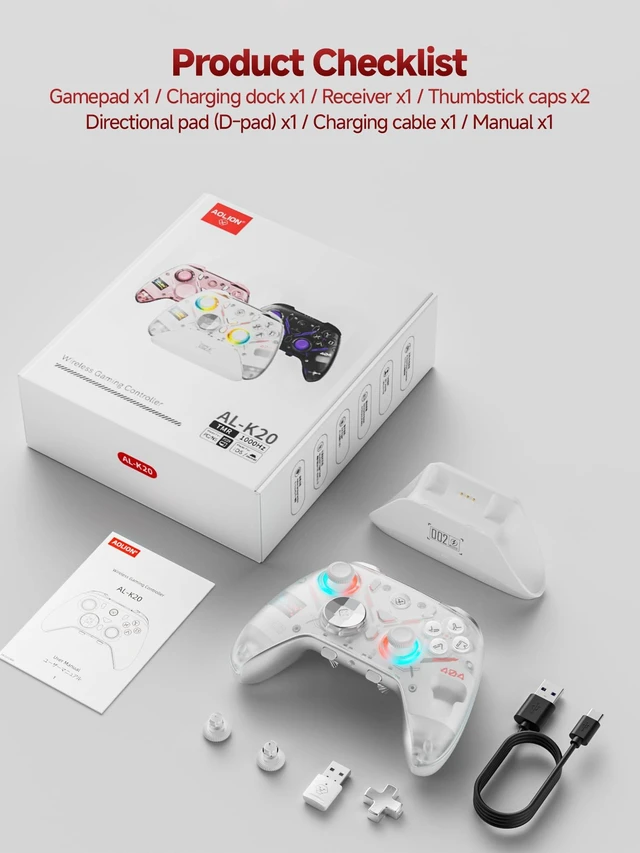 Alt view image 4 of 7 - Eelexa Wireless Tri-Mode TMR Controller for PC/Switch/Switch 2/iOS/Android/Steam,Anti-Drift TMR Joysticks, 1000Hz Polling Rate, Hall Effect Triggers, RGB Lighting and Charging Dock