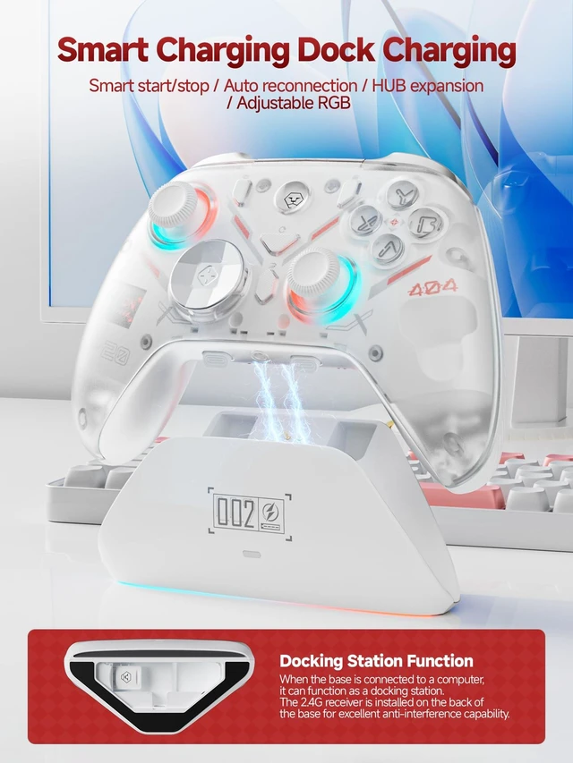 Alt view image 5 of 7 - Eelexa Wireless Tri-Mode TMR Controller for PC/Switch/Switch 2/iOS/Android/Steam,Anti-Drift TMR Joysticks, 1000Hz Polling Rate, Hall Effect Triggers, RGB Lighting and Charging Dock