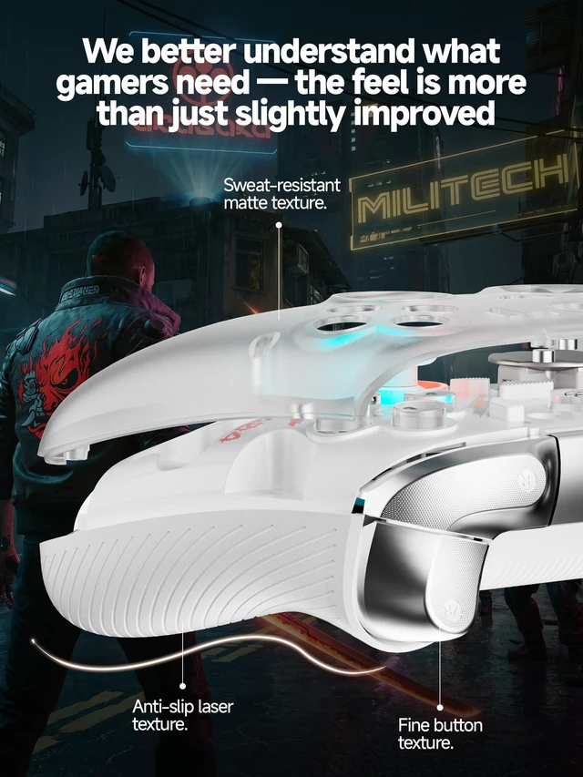 Alt view image 7 of 7 - Eelexa Wireless Tri-Mode TMR Controller for PC/Switch/Switch 2/iOS/Android/Steam,Anti-Drift TMR Joysticks, 1000Hz Polling Rate, Hall Effect Triggers, RGB Lighting and Charging Dock