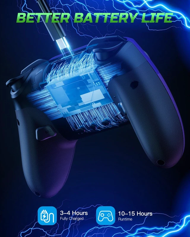 Alt view image 5 of 7 - VOYEE Switch Controllers for Switch/Lite/OLED/PC, Pro Controller | Wireless, Programmable, RGB Lightning LED, 10-15H Runtime, One-key Pairing, Turbo, Vibration, 6-Axis Motion Control, Wake-up