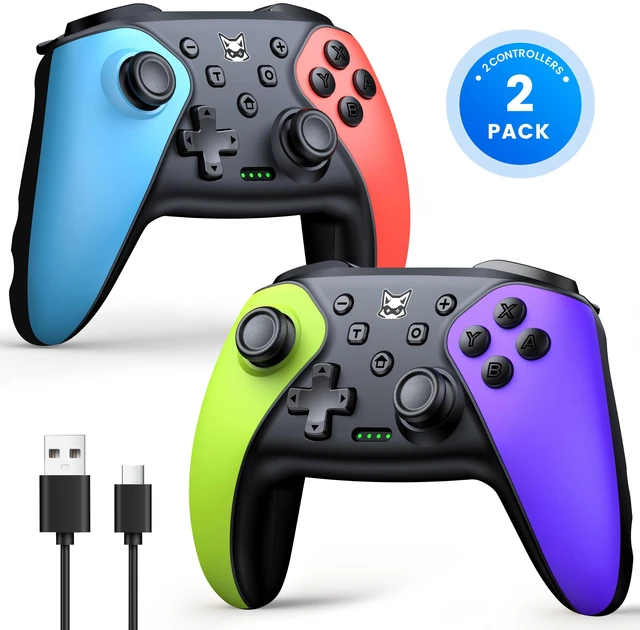Main image of ELISWEEN 2 Pack Wireless Switch Controller for Switch/Lite/OLED/Swicth 2 Controller, Switch Controller Joysticks Work with iOS/Android/PC-Switch 2 Pro TURBO Controller with Wake-up Programmable