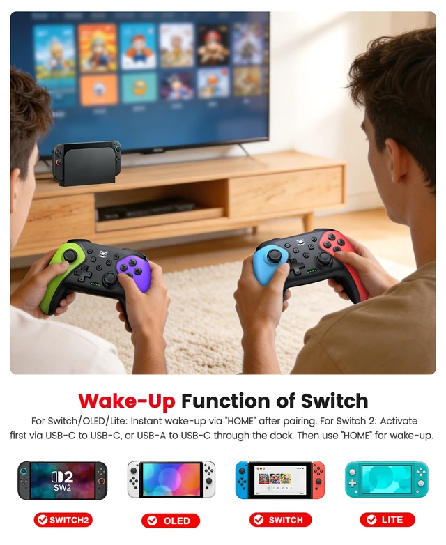 Alt view image 6 of 7 - ELISWEEN 2 Pack Wireless Switch Controller for Switch/Lite/OLED/Swicth 2 Controller, Switch Controller Joysticks Work with iOS/Android/PC-Switch 2 Pro TURBO Controller with Wake-up Programmable
