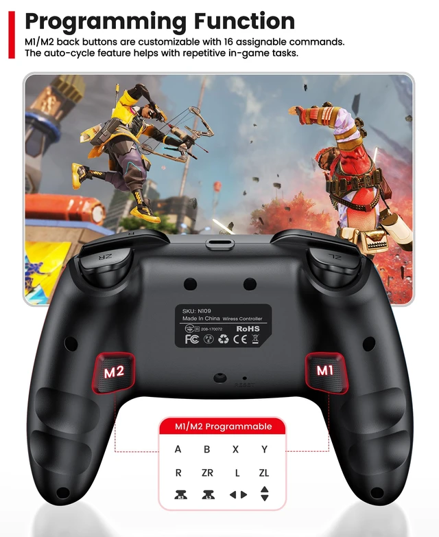 Alt view image 7 of 7 - ELISWEEN 2 Pack Wireless Switch Controller for Switch/Lite/OLED/Swicth 2 Controller, Switch Controller Joysticks Work with iOS/Android/PC-Switch 2 Pro TURBO Controller with Wake-up Programmable