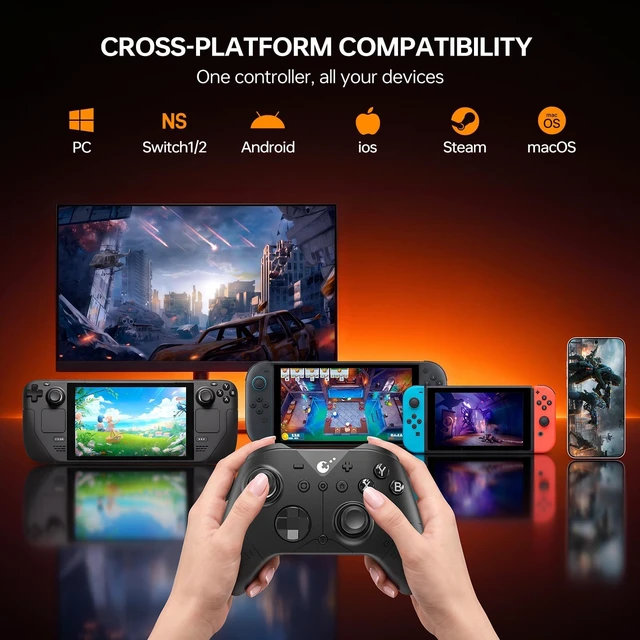 Alt view image 4 of 7 - GuliKit ES MAX Gaming Controller,Fast Bluetooth Wireless & Wired Gamepad | for PC/Steam/Switch/Android, Angle TMR Sticks, Dual-mode Triggers, Back Buttons, Switch 2 Wakeup & Gyro, Versatile Adapter