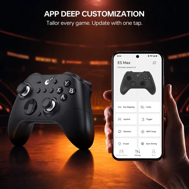 Alt view image 6 of 7 - GuliKit ES MAX Gaming Controller,Fast Bluetooth Wireless & Wired Gamepad | for PC/Steam/Switch/Android, Angle TMR Sticks, Dual-mode Triggers, Back Buttons, Switch 2 Wakeup & Gyro, Versatile Adapter