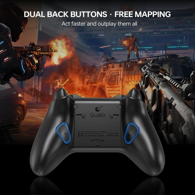 Alt view image 7 of 7 - GuliKit ES MAX Gaming Controller,Fast Bluetooth Wireless & Wired Gamepad | for PC/Steam/Switch/Android, Angle TMR Sticks, Dual-mode Triggers, Back Buttons, Switch 2 Wakeup & Gyro, Versatile Adapter