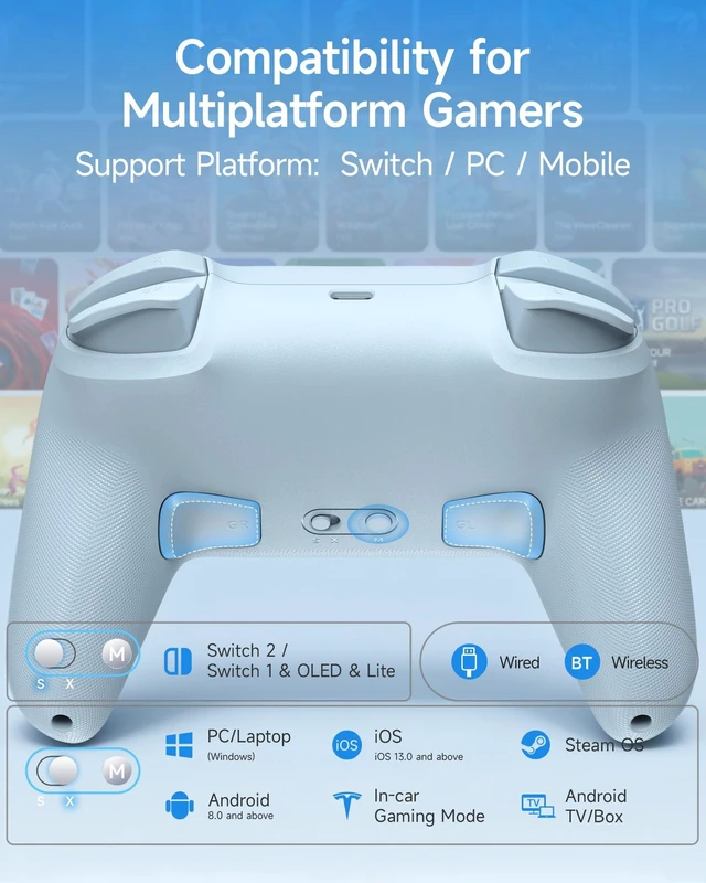 Alt view image 7 of 7 - EasySMX S10C Switch 2 Pro Controller with Instant Wake-Up, Hall Effect Joysticks, HD Rumble, Motion Control, 2 Back Buttons, Turbo, C Buttons, for Switch 2/Switch/PC/iOS/Android