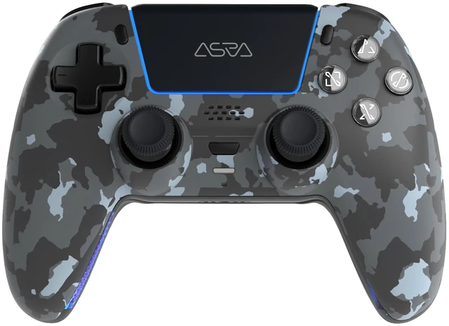 Main image of ASRVA Gray Camouflage Wireless Gaming Controller for PS5/ PC/Steam & Mobile, Hall Effect Joystick & Triggers, 6-Axis Gyro, 1000mAh Battery, Programmable Back Buttons