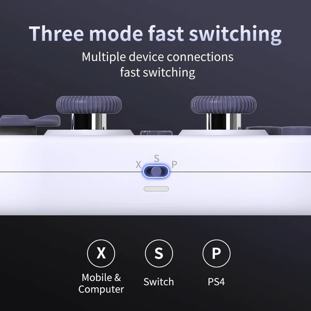 Alt view image 4 of 7 - ShanWan Mini Bluetooth Controller, Hall Effect Joystick & Micro Switch Buttons, Retro Wireless Gamepad for Switch/Switch 2, Steam Deck, PC, iOS, Android, Cloud Gaming, Pocket-Sized for Trave