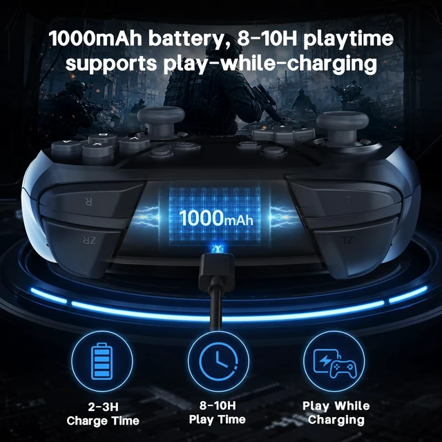 Alt view image 3 of 7 - YAEYE Wireless Switch Pro Controller with NFC Amiibo, 1000mAh Battery Switch Controller for Nintendo Switch/Switch Lite/Switch OLED/PC, Gamepad with 6-Axis Gyro Dual Vibration Screenshot
