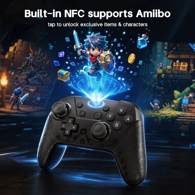 Alt view image 4 of 7 - YAEYE Wireless Switch Pro Controller with NFC Amiibo, 1000mAh Battery Switch Controller for Nintendo Switch/Switch Lite/Switch OLED/PC, Gamepad with 6-Axis Gyro Dual Vibration Screenshot