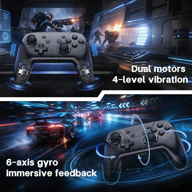 Alt view image 5 of 7 - YAEYE Wireless Switch Pro Controller with NFC Amiibo, 1000mAh Battery Switch Controller for Nintendo Switch/Switch Lite/Switch OLED/PC, Gamepad with 6-Axis Gyro Dual Vibration Screenshot