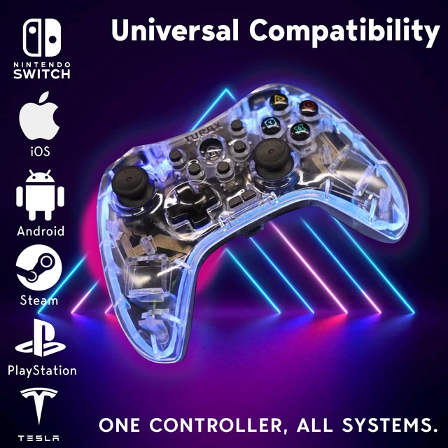 Alt view image 2 of 7 - TurbX Wireless Game Controller Set for Nintendo Switch, PS4, iPhone, Android Phone, PC Steam Deck, Windows. Bluetooth video games joycon w/ Finger Sleeves,Phone Grip, PC Adapter, LED Light & Vibration